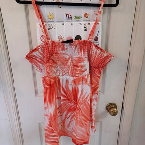 Lane Bryant Orange Tropical Spaghetti Strap Tank Top in Size 18/20